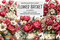 Whimsical Flower Basket Clipart Product Image 1
