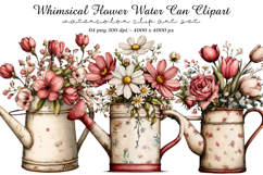 Whimsical Flower Water Can Clipart Product Image 1