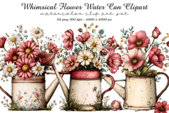 Whimsical Flower Water Can Clipart Product Image 1