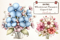 Whimsical Flowers Clipart Sublimation Product Image 1