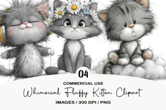 Whimsical Fluffy Kitten Clipart Product Image 1