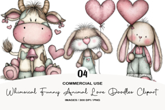 Whimsical Funny Animal Love Doodles Clipart Product Image 1