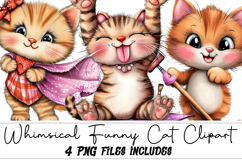 Whimsical Funny Cat Clipart Product Image 1