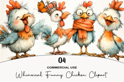 Whimsical Funny Chicken Clipart Product Image 1