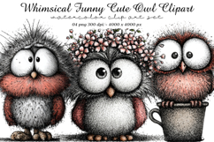 Whimsical Funny Cute Owl Clipart Product Image 1