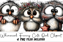 Whimsical Funny Cute Owl Clipart Product Image 1
