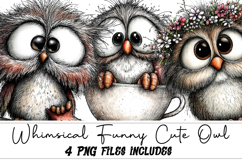 Whimsical Funny Cute Owl Clipart Product Image 1