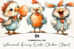 Whimsical Funny Easter Chicken Clipart Product Image 1