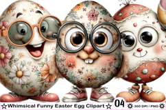 Whimsical Funny Easter Egg Clipart Product Image 1