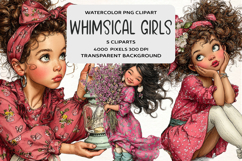 Whimsical Funny Girls Clipart Product Image 1