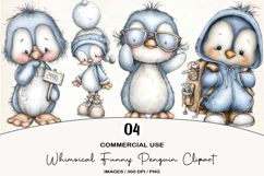 Whimsical Funny Penguin Clipart Product Image 1