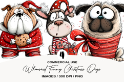 Whimsical Funny Puppy Christmas Dogs Clipart Product Image 1
