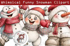 Whimsical Funny Christmas Snowman Clipart PNG Product Image 1