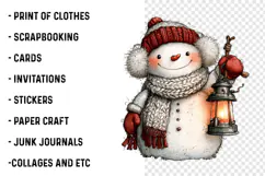Whimsical Funny Christmas Snowman Clipart PNG Product Image 2