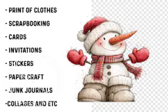 Whimsical Funny Christmas Snowman Clipart PNG Product Image 2