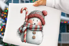 Whimsical Funny Christmas Snowman Clipart PNG Product Image 3