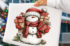 Whimsical Funny Christmas Snowman Clipart PNG Product Image 3