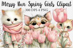 Whimsical Funny Spring Cat Clipart Product Image 1