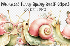 Whimsical Funny Spring Snail Clipart Product Image 1