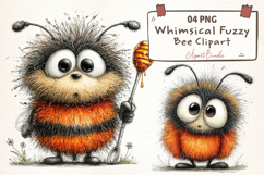 Whimsical Fuzzy Bee PNG Clipart Product Image 1