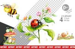 Whimsical Garden Creatures Clipart Product Image 1