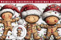 Whimsical Gingerbread Christmas Clipart PNG | Cute Santa Hat Product Image 1
