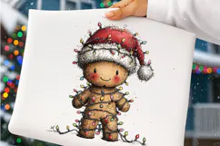 Whimsical Gingerbread Christmas Clipart PNG | Cute Santa Hat Product Image 3