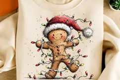 Whimsical Gingerbread Christmas Clipart PNG | Cute Santa Hat Product Image 4