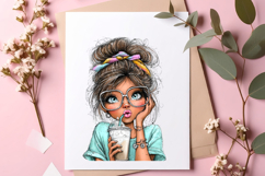 Whimsical girls cofee love clipart Product Image 2