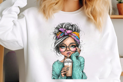 Whimsical girls cofee love clipart Product Image 3