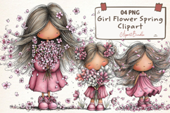 Whimsical Girl Flower Spring Clipart Product Image 1