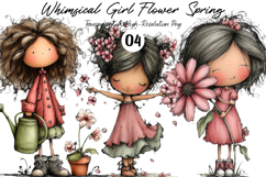 Whimsical Girl Flower Spring Cliparta Product Image 1
