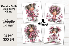 Whimsical Girl &amp; Flower Spring Clipart Product Image 1