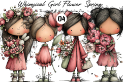Whimsical Girl Flower Spring Clipart Product Image 1