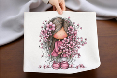 Whimsical Girl &amp; Flower Spring Clipart Product Image 2