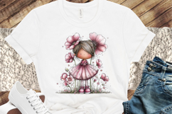 Whimsical Girl &amp; Flower Spring Clipart Product Image 3