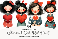 Whimsical Girl Red Heart Clipart Product Image 1