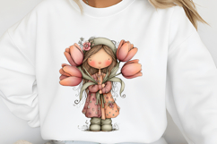 Whimsical Girl with Flower Clipart Product Image 2