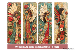 Whimsical 3D Girls Bookmarks PNG Printable | Antique Design Product Image 1