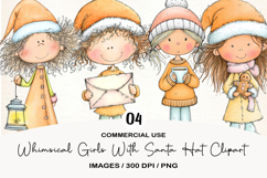 Whimsical Girls With Santa Hat Clipart Product Image 1