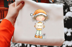 Whimsical Girls With Santa Hat Clipart Product Image 2
