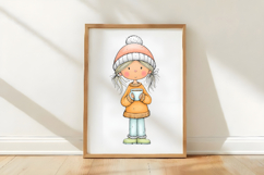 Whimsical Girls With Santa Hat Clipart Product Image 3