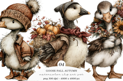 Whimsical Goose Fall Autumn Clipart Product Image 1