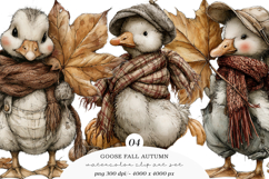 Whimsical Goose Fall Autumn Clipart Product Image 1