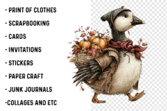 Whimsical Goose Fall Autumn Clipart Product Image 2