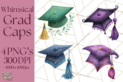Graduation Cap Clipart PNG, Whimsical Graduation Hat Tassel Product Image 1