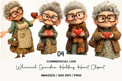 Whimsical Grandma Holding Heart Clipart Product Image 1