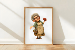 Whimsical Grandma Holding Heart Clipart Product Image 3