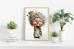 Whimsical Grandma with Kittens Clipart Product Image 2