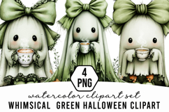 Whimsical Green Halloween clipart Product Image 1